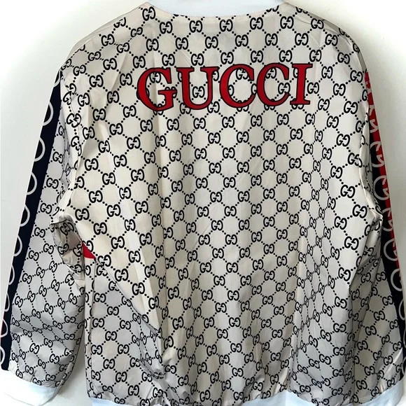 Gucci Women's Beige and Red Bomber Jacket - Picture 2 of 4